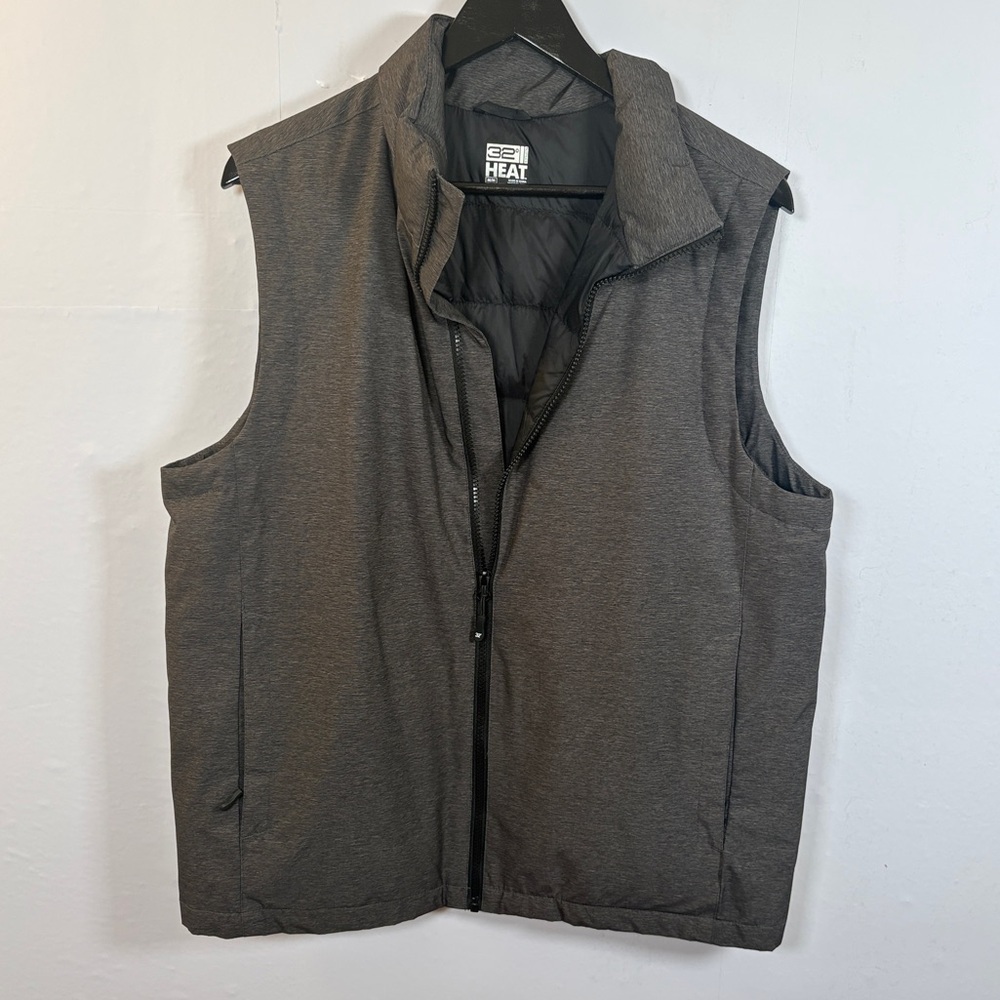32 Degrees Heat Men’s Medium Gray Quilted Insulated Vest Zip Up Lightweight